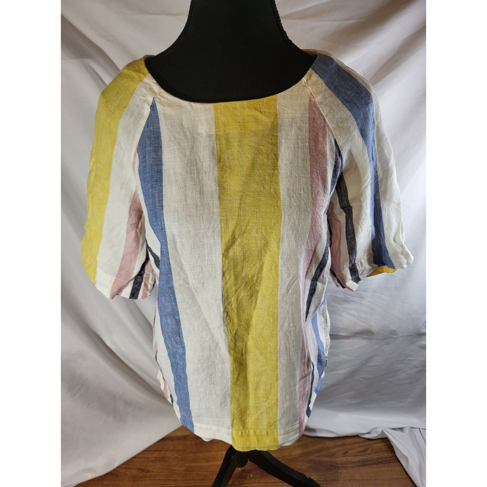 Boden Size 6 100% Linen Striped Top Blouse